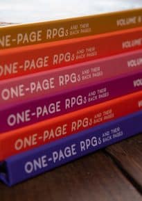 One-page games volumes 1 to 6 spines