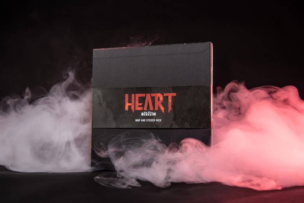 Heart map and sticker pack external view with smoke and red lighting © SHAW STUDIO