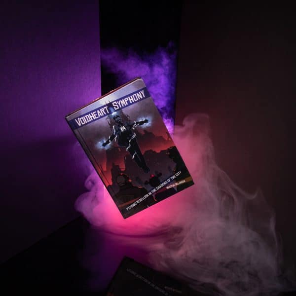 Voidheart Symphony cover floating with smoke and purple lighting © SHAW STUDIO