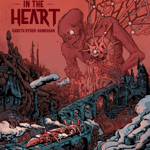 The cover image for Dagger in the Heart, showing a giant monstrosity towering over a fleshy train