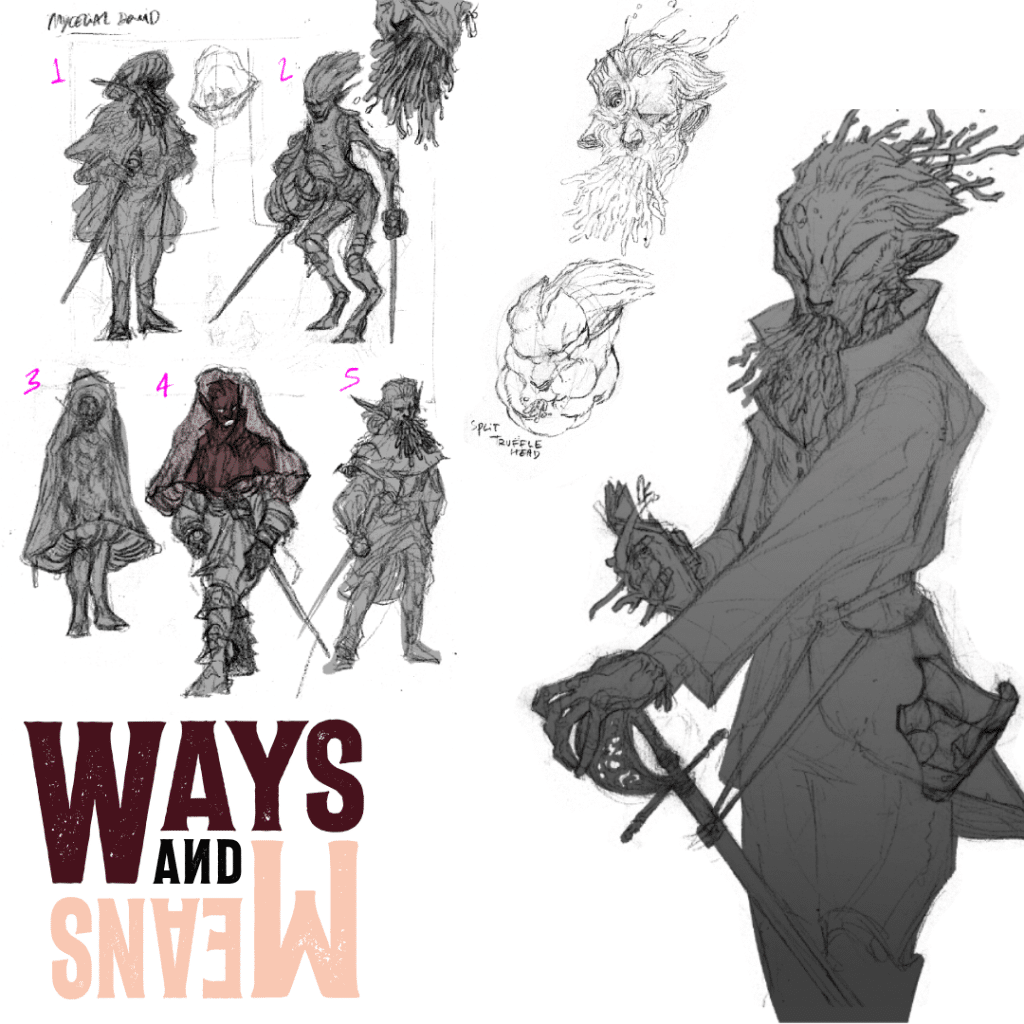 Sketches for the Blighborn, showing their development & poses