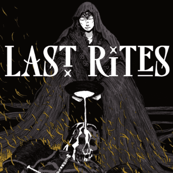 Last Rites thumbnail image showing a black-clad figure spilling liquid over a sword and skull